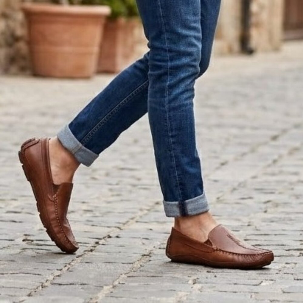 Clarks Men’s Brown Leather Driving Slip On Loafers